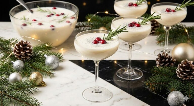 Creamy White Christmas Punch Mocktail (Easy Non-Alcoholic Recipe)