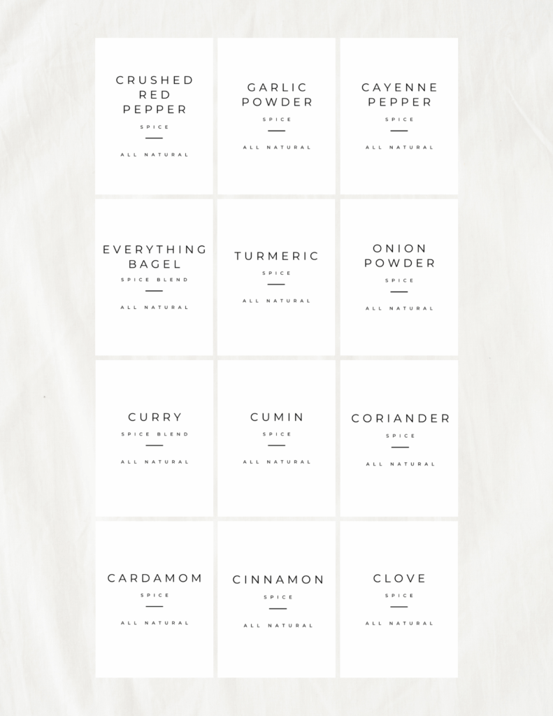free minimalist spice label printable
